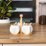 Набір банок для сипучих продуктів 3 шт по 200 мл, на бамбуковій підставці HP1201 - Зображення 2