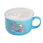 Миска для локшини порцелянова 770 мл із герметичною кришкою, блакитна HP-15-15