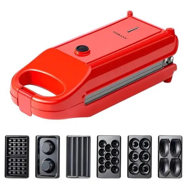 Мультипекар 6 в 1 Sokany SK-BBQ-836 700 Вт з антипригарним покриттям, Червоний