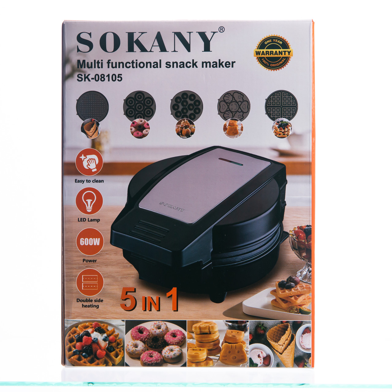 Мультипекар Sokany SK-08105 5 в 1 600 Вт з антипригарними панелями: для вафель, коржів, пончиків, горішків, фігурного печива - Зображення 10