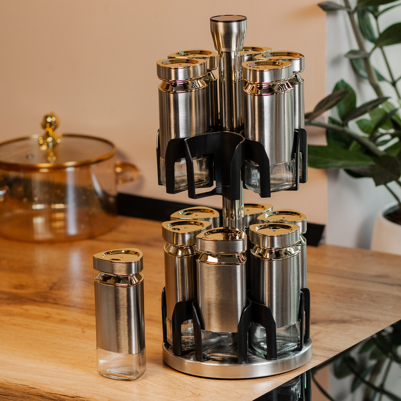 Набір баночок для спецій 12 шт. по 120 мл на підставці Карусель HP1327 - Зображення 5