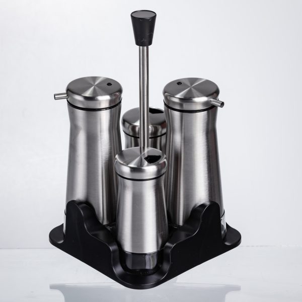 Набір баночок для спецій та рідких текстур 4 предмети на підставці, сталь HP-1346