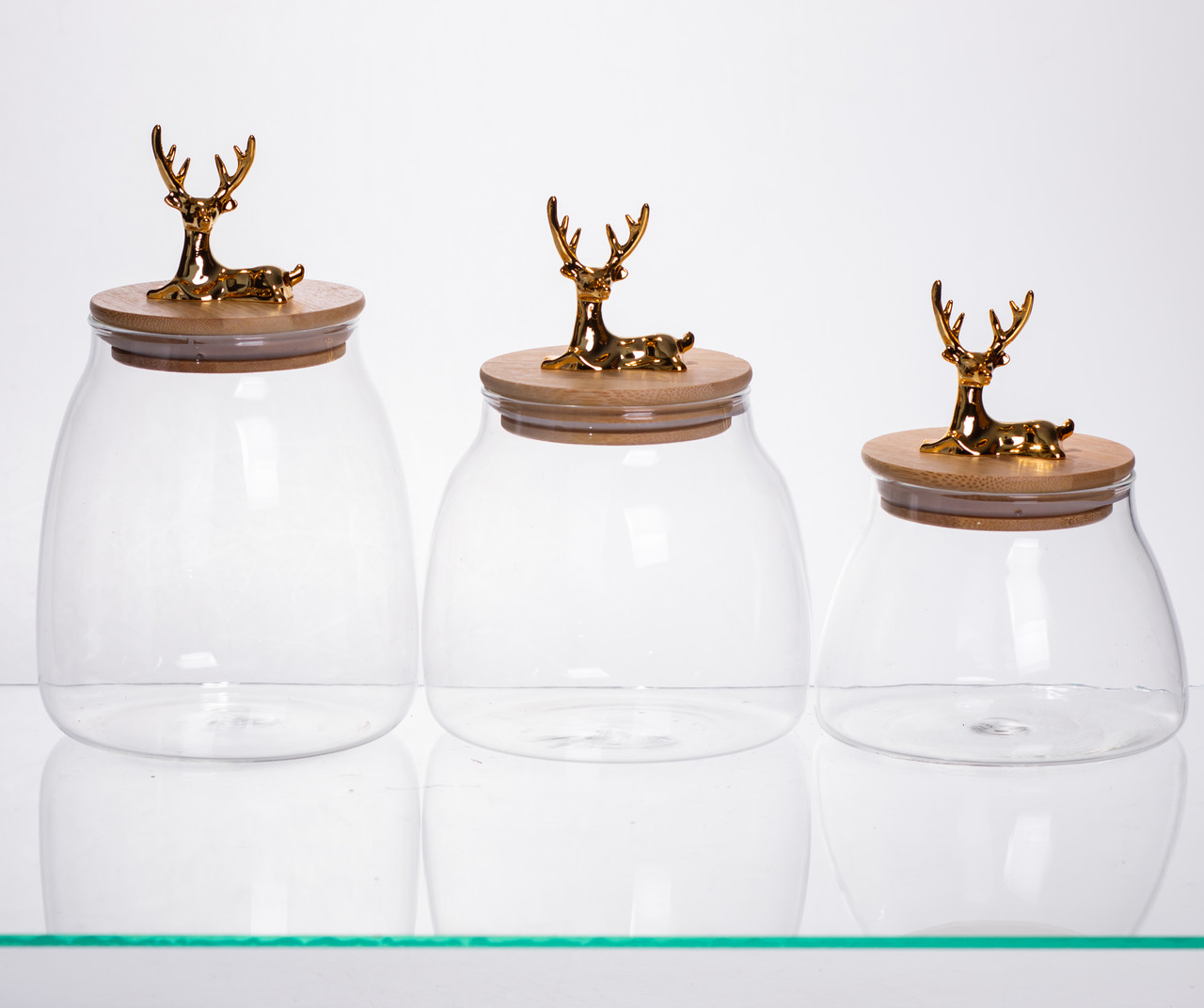 Набір банок для зберігання 3 штуки з бамбуковими кришками 0.5/08/1 л 64486-55 - Зображення 2