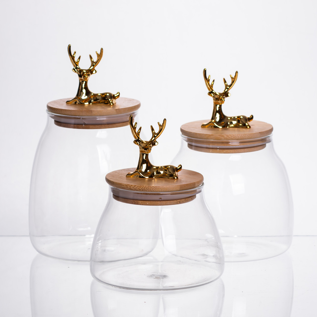 Набір банок для зберігання 3 штуки з бамбуковими кришками 0.5/08/1 л 64486-55 - Зображення 3