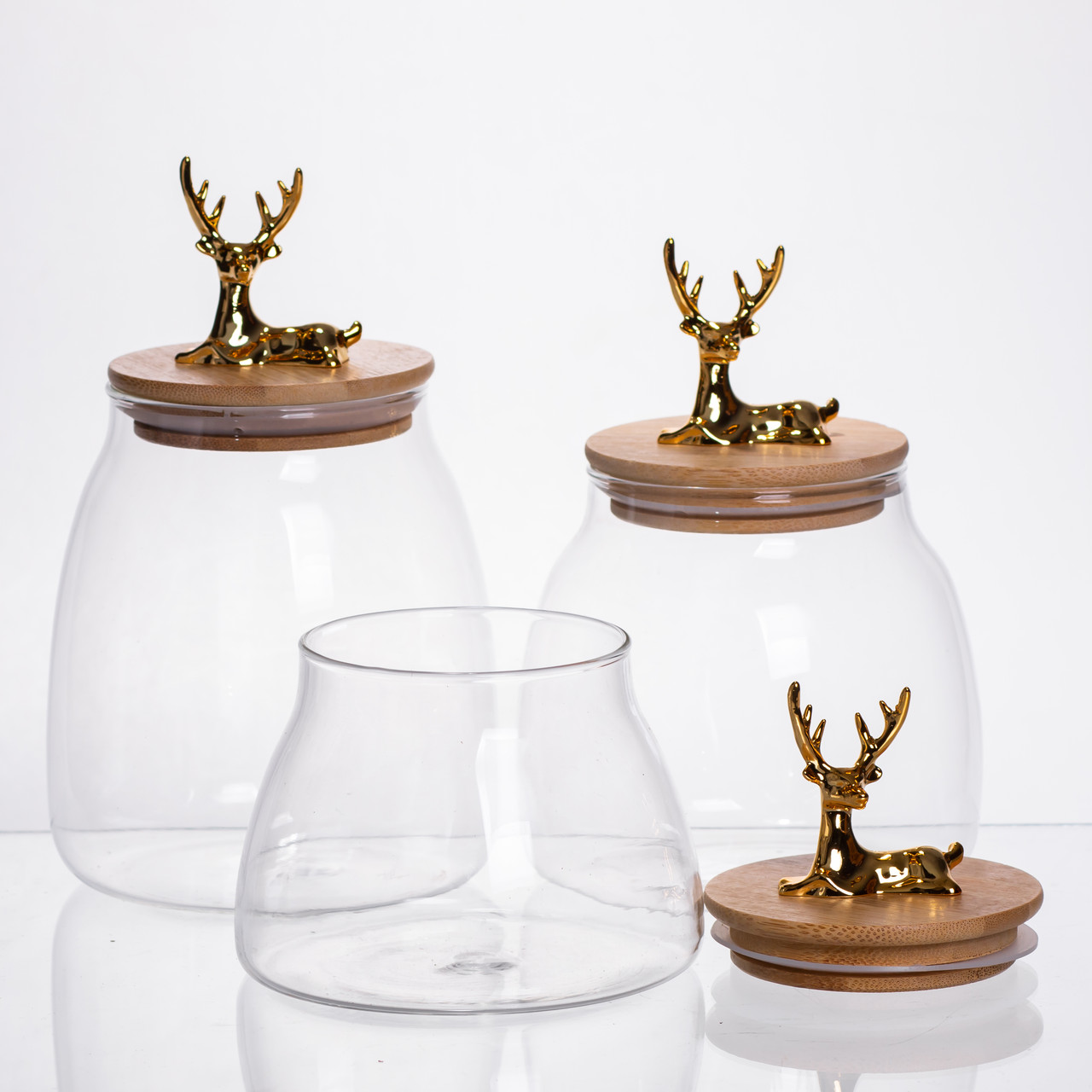 Набір банок для зберігання 3 штуки з бамбуковими кришками 0.5/08/1 л 64486-55 - Зображення 4