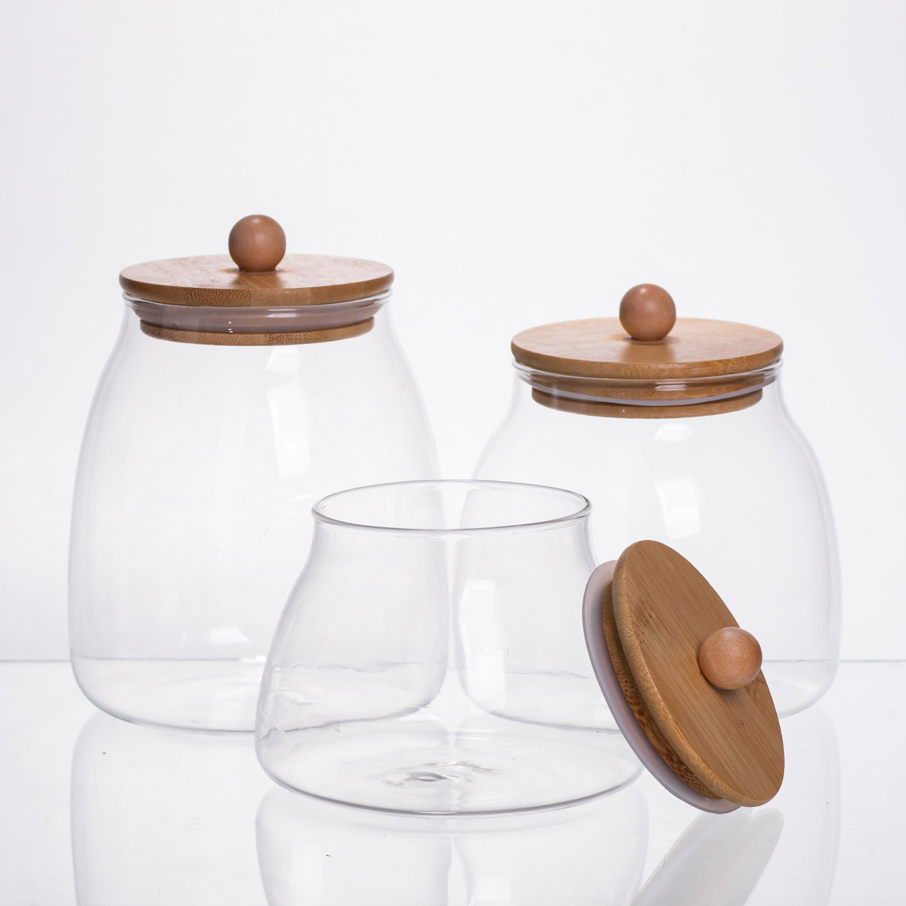 nabor_banok_dlya_sypuchih_produktov_3_shtuki_0_5_0_8_1_l_s_bambukovymi_kryshkami Набір банок для сипучих продуктів 3 штуки 0.5/0.8/1 л з бамбуковими кришками 64486-57 - Зображення 1