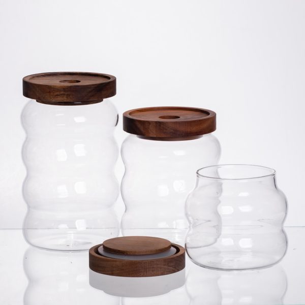 Набір банок для сипучих продуктів 3 штуки з бамбуковими кришками 400/600/800 мл 64486-12