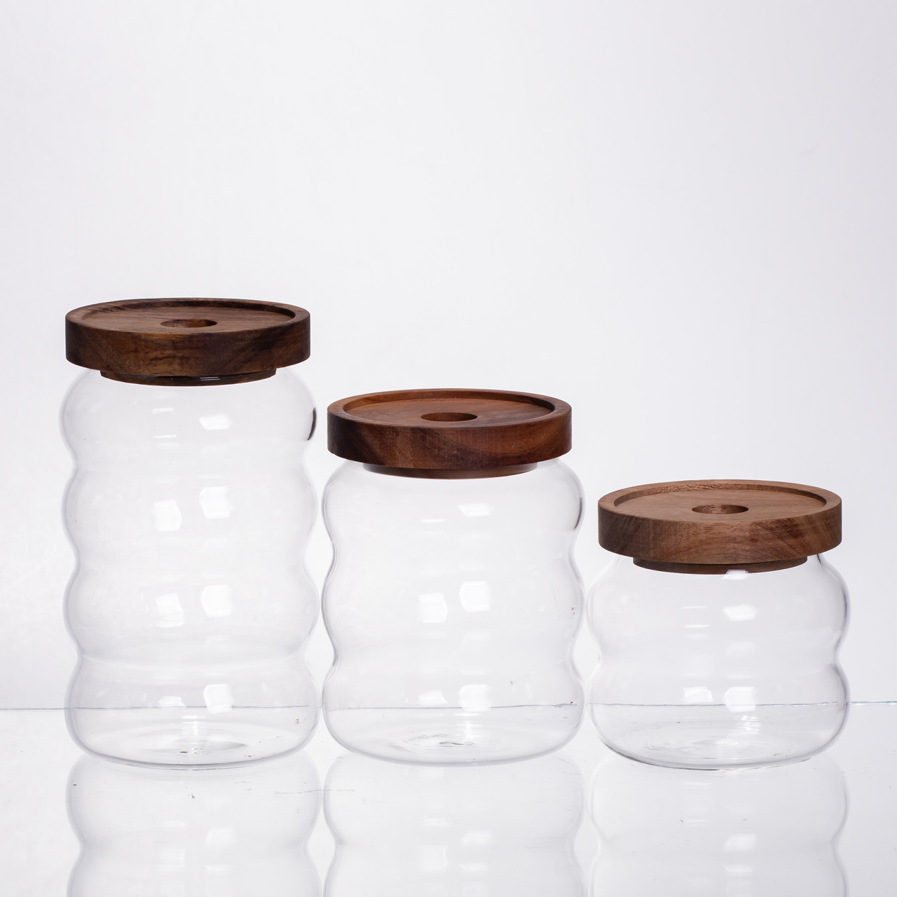 Набір банок для сипучих продуктів 3 штуки з бамбуковими кришками 400/600/800 мл 64486-12 - Зображення 3