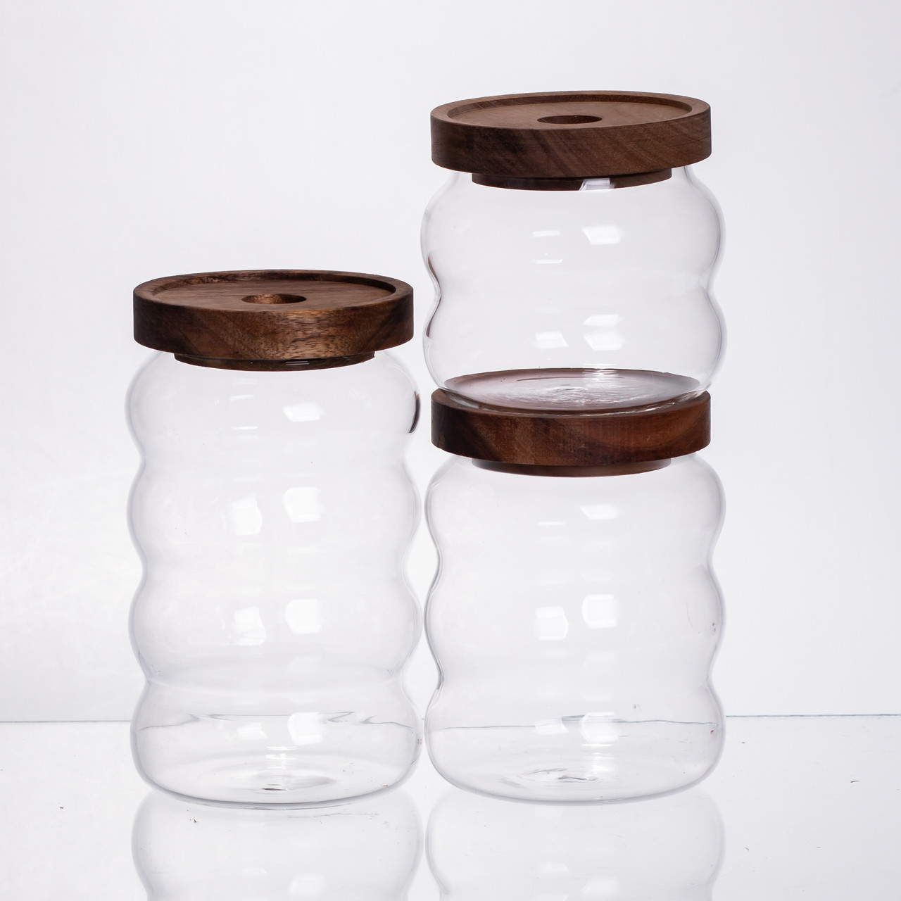 Набір банок для сипучих продуктів 3 штуки з бамбуковими кришками 400/600/800 мл 64486-12 - Зображення 4