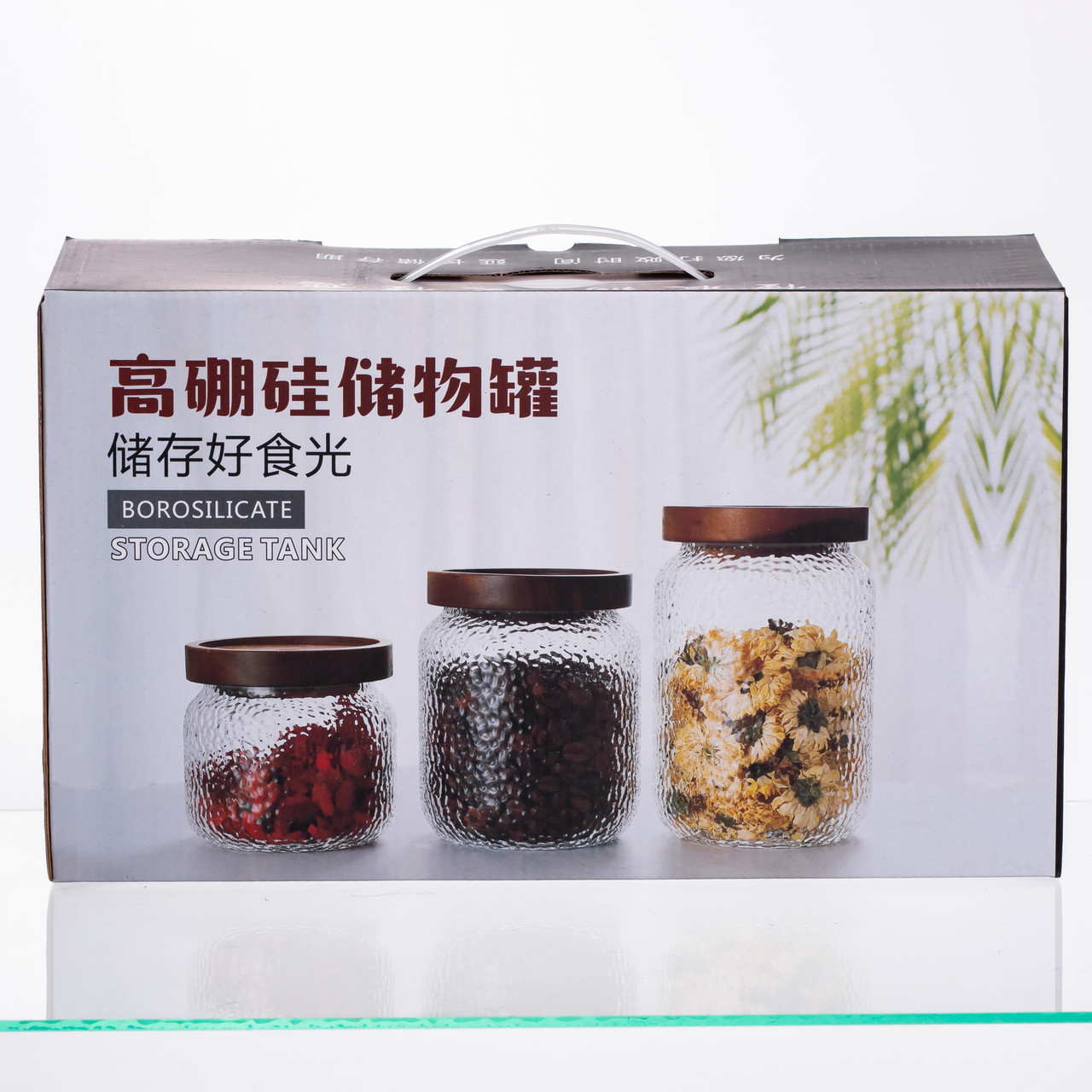 Набір банок для сипучих продуктів 3 штуки з бамбуковими кришками 400/600/800 мл 64486-12 - Зображення 5