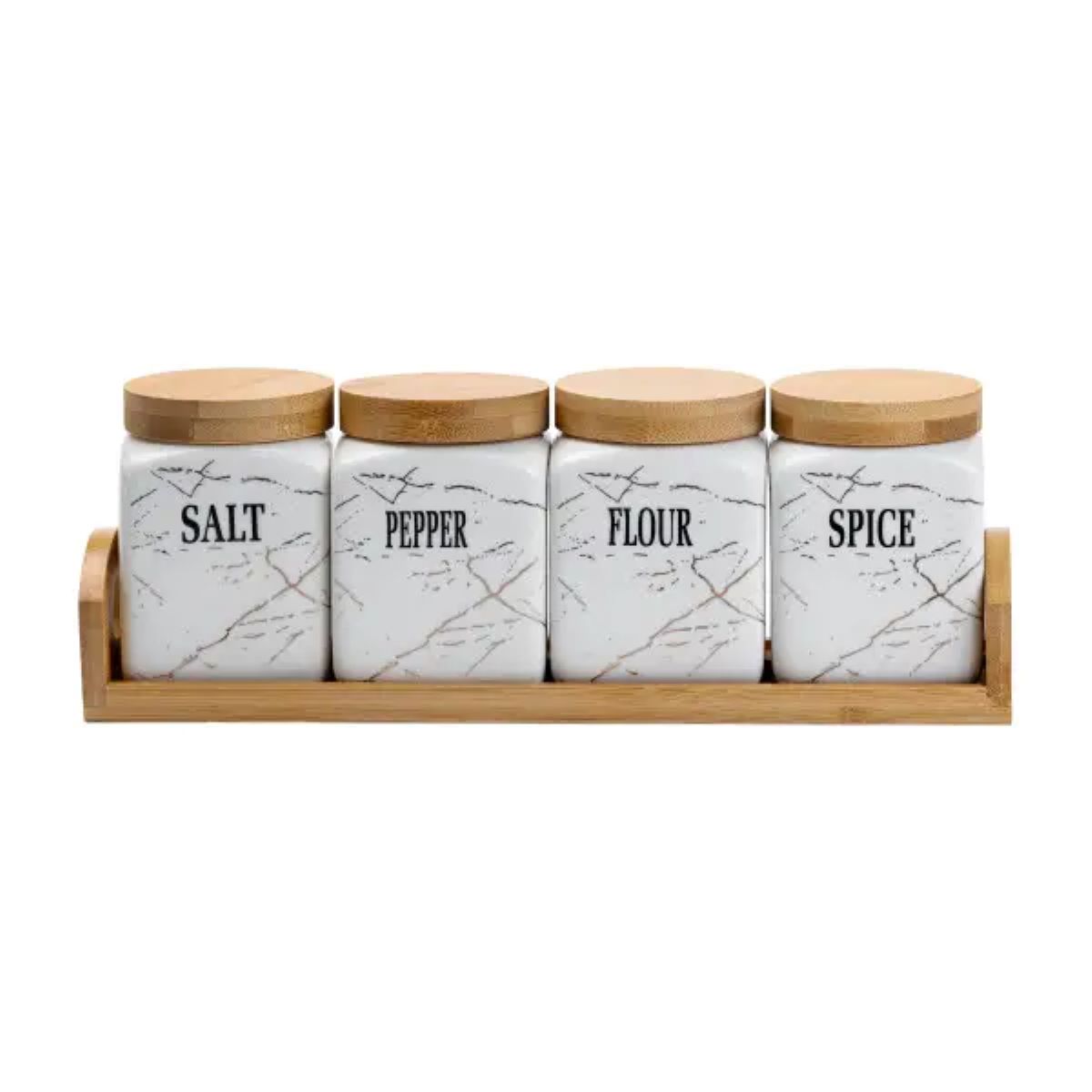 nabor_banok_dlya_sypuchih_produktov_4_shtuki_po_300_ml_s_bambukovoy_kryshkoy Набір для сипучих продуктів 4 штуки по 300 мл на бамбуковій підставці HP1210 - Зображення 1