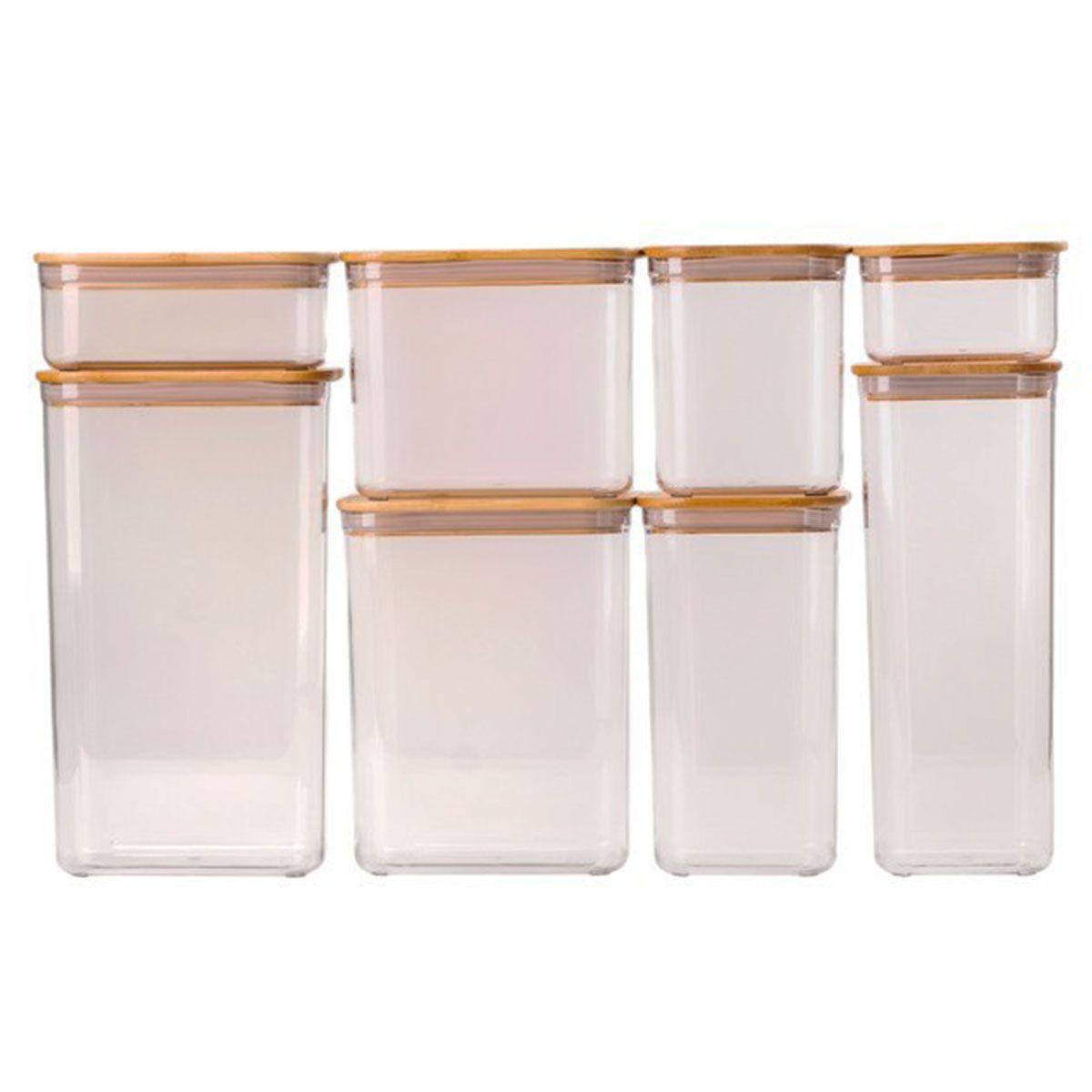 Набір банок для сипучих продуктів 8 штук ємності з бамбуковою кришкою HP-1303 - Зображення 1