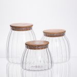 Набір банок для сипучих продуктів скляні з бамбуковими кришками 3 штуки 0.5/0.8/1 л 64486-56 - Зображення 2
