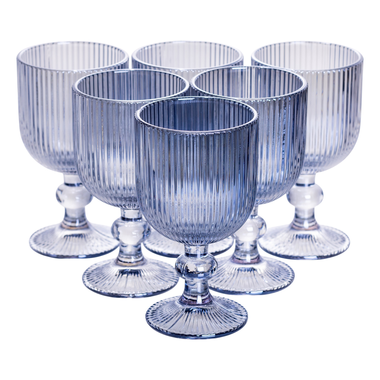 Набір келихів для вина 6 (шт) по келихи під вино 220 (мл) на ніжці келихи винні Блакитний HP-19-7114BL - Зображення 1