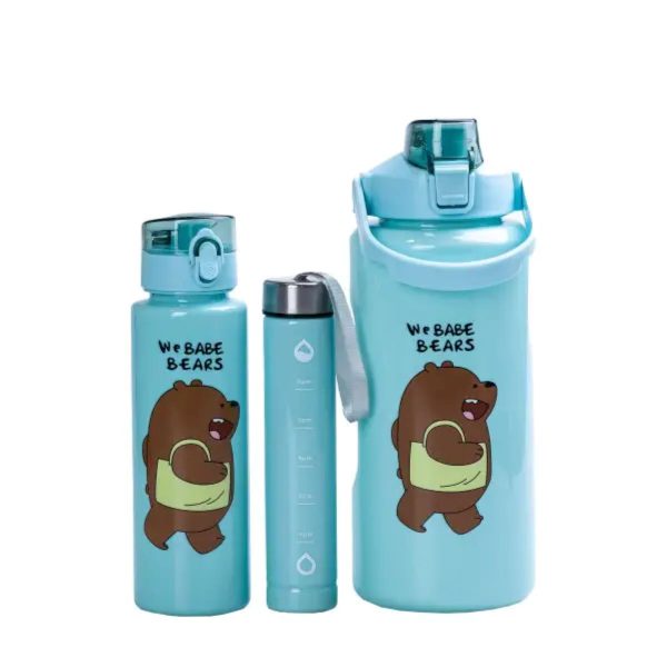 Набір пляшок 3 в 1 Панда з поїлкою і ручкою 0.3 (л) 0.7 (л) 2 (л) М’ятний HPZSB120014M