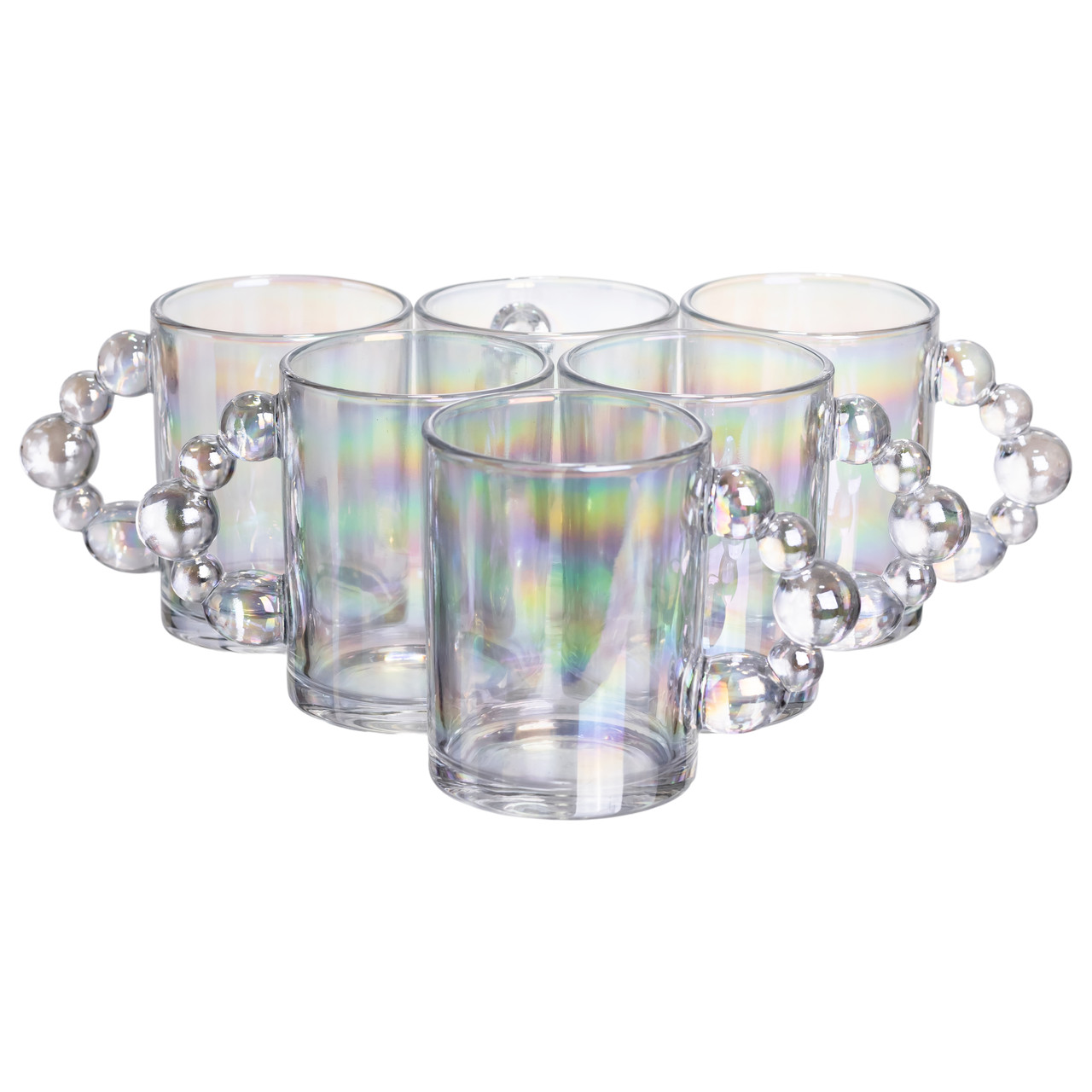 Набір чашок 6 шт для чаю та кави по 350 (мл) кружки скляні rainbow HP-19-ZD-4 - Зображення 1