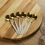 Набір чайних ложок 6 штук ложка чайна з нержавіючої сталі 12.9 см Білий із золотом HP-20-10 - Зображення 4