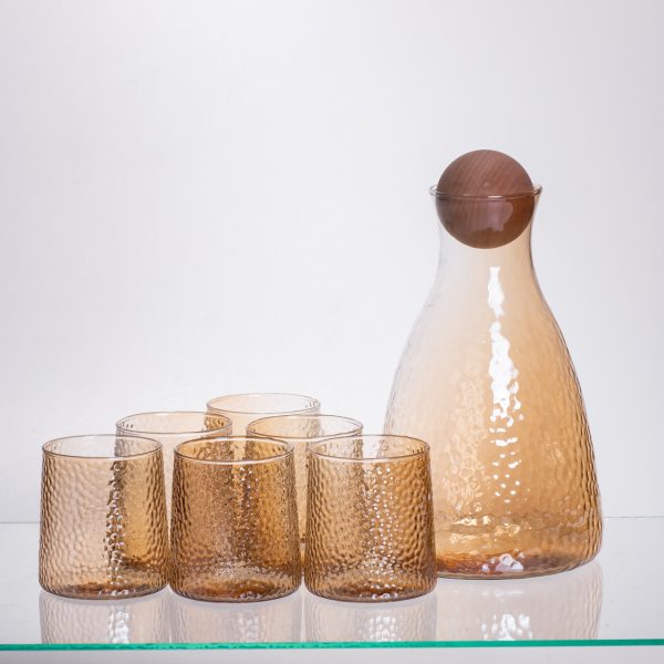Набір для напоїв графин з бамбуковою кришкою та 6 склянок, коричневий 64486-36