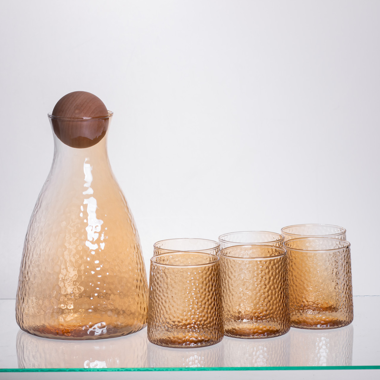 Набір для напоїв графин з бамбуковою кришкою та 6 склянок, коричневий 64486-36 - Зображення 4