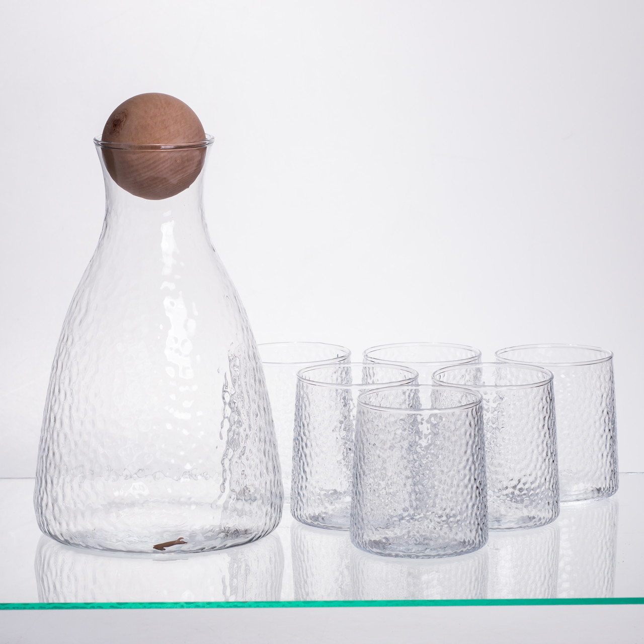 Набір для напоїв графин з бамбуковою кришкою та 6 склянок, прозорий 64486-37 - Зображення 5