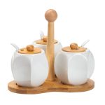 Набір банок для сипучих продуктів 3 шт по 200 мл, на бамбуковій підставці HP1201 - Зображення 4