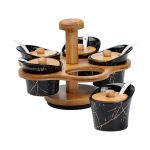 Набір для сипучих продуктів 5 банок по 120 на бамбуковій підставці HP1232 - Зображення 2