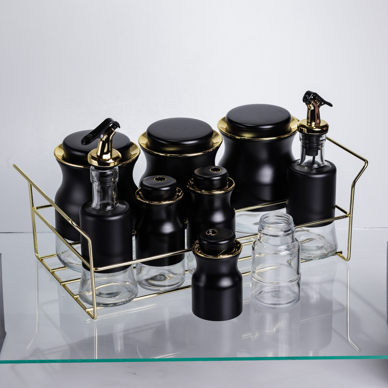 Набір для спецій і рідких текстур на металевій підставці чорний HP-1359 - Зображення 3