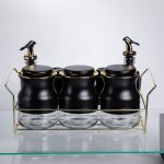 Набір для спецій і рідких текстур на металевій підставці чорний HP-1359 - Зображення 4