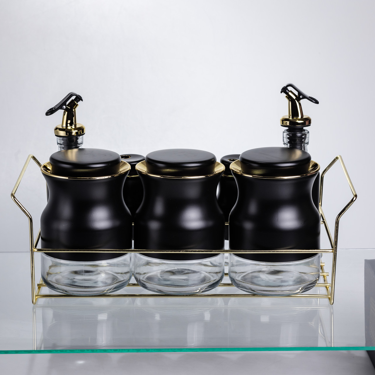 Набір для спецій і рідких текстур на металевій підставці чорний HP-1359 - Зображення 4