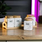 Набір для сипучих продуктів 4 штуки по 300 мл на бамбуковій підставці HP1210 - Зображення 2