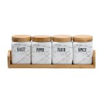 Набір для сипучих продуктів 4 штуки по 300 мл на бамбуковій підставці HP1210 - Зображення 3