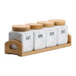 Набір для сипучих продуктів 4 штуки по 300 мл на бамбуковій підставці HP1210 - Зображення 4