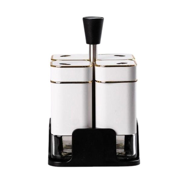 Набір для спецій на підставці 4 предмети 10х10х17 см ємності для приправ 120 мл Білий HP-1312