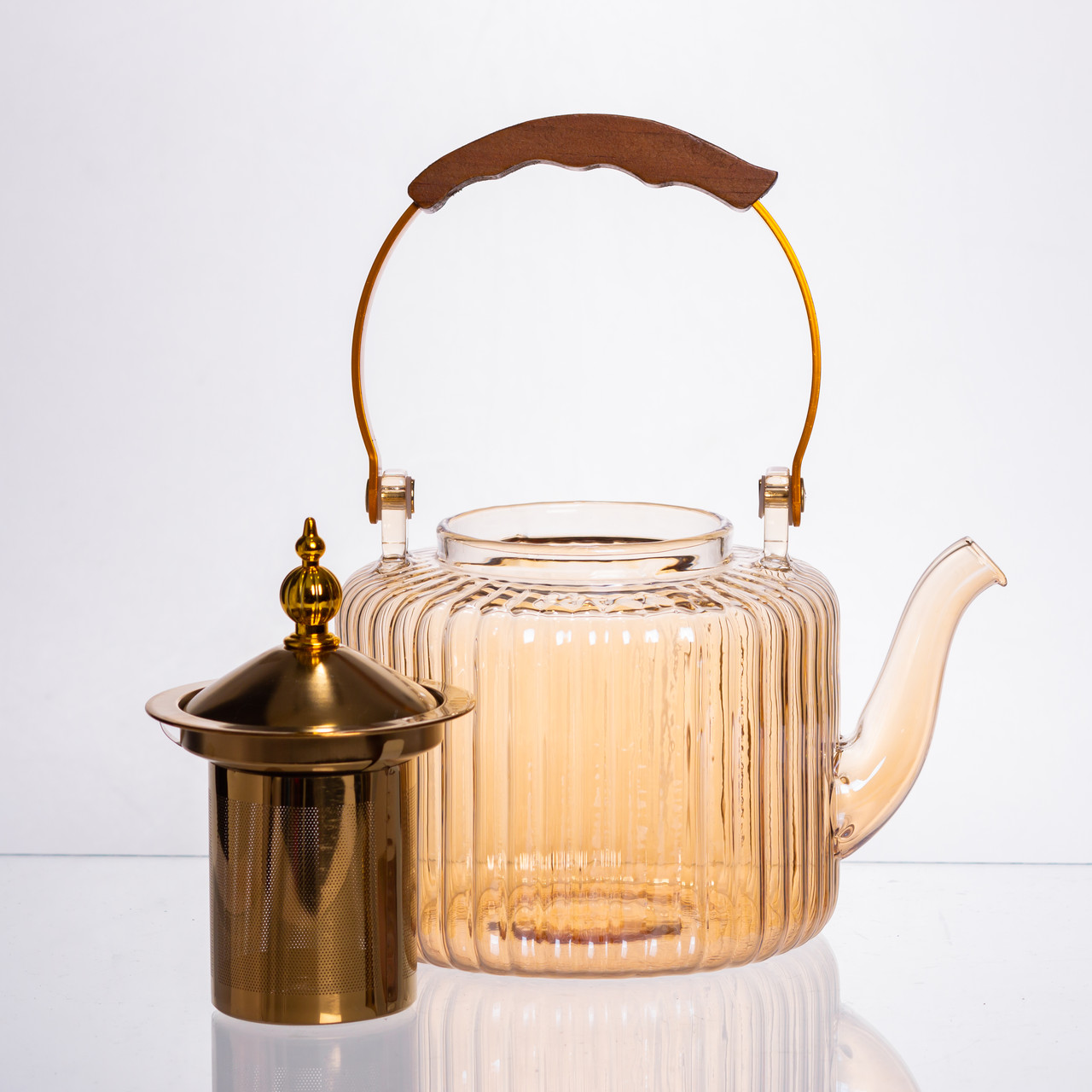 Набір для заварювання чаю зі скляним чайником та 6 чашок, коричневий 64486-38 - Зображення 3