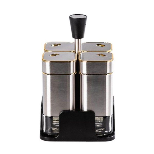 Набір ємностей для спецій на підставці 4 шт 120 мл Хром HP-1318