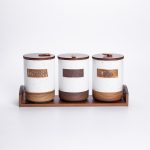 Набір порцелянових банок для сипучих 3 шт по 800 мл з кришками Бежевий HP-26-1BE