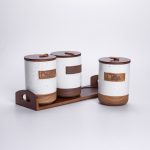 Набір порцелянових банок для сипучих 3 шт по 800 мл з кришками Бежевий HP-26-1BE - Зображення 2