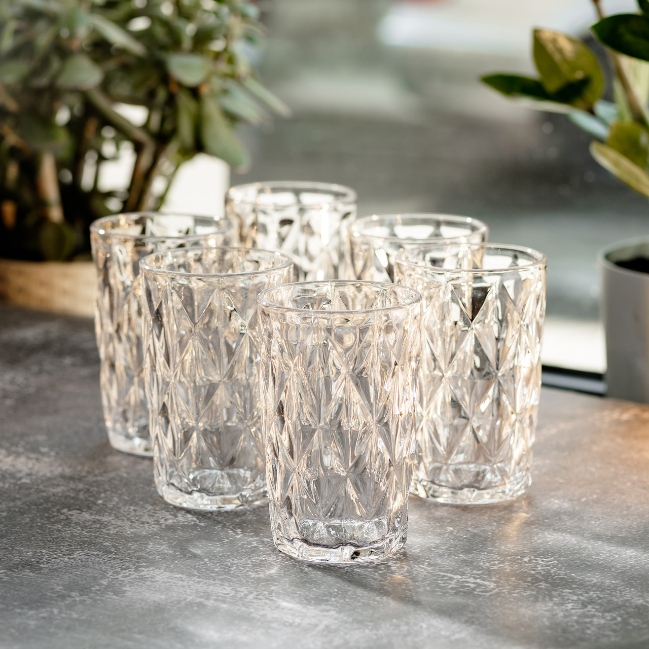 Набір фігурних склянок 6 шт. 300 мл скляні склянки для коктейлів, холодних напоїв HP-YH-14 - Зображення 3