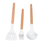Набір посуду алюміній з товстим дном MGC з лопаткою, ополоником і щіткою білий HP-4-406W - Зображення 6