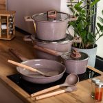 Набір посуду алюміній з товстим дном MGC з лопаткою, ополоником і пензликом кавовий HP-4-406CO - Зображення 6