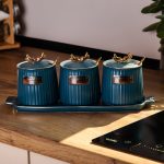 Набір банок з підставкою для сипучих продуктів, 400 мл, сині HP-15-32 - Зображення 5