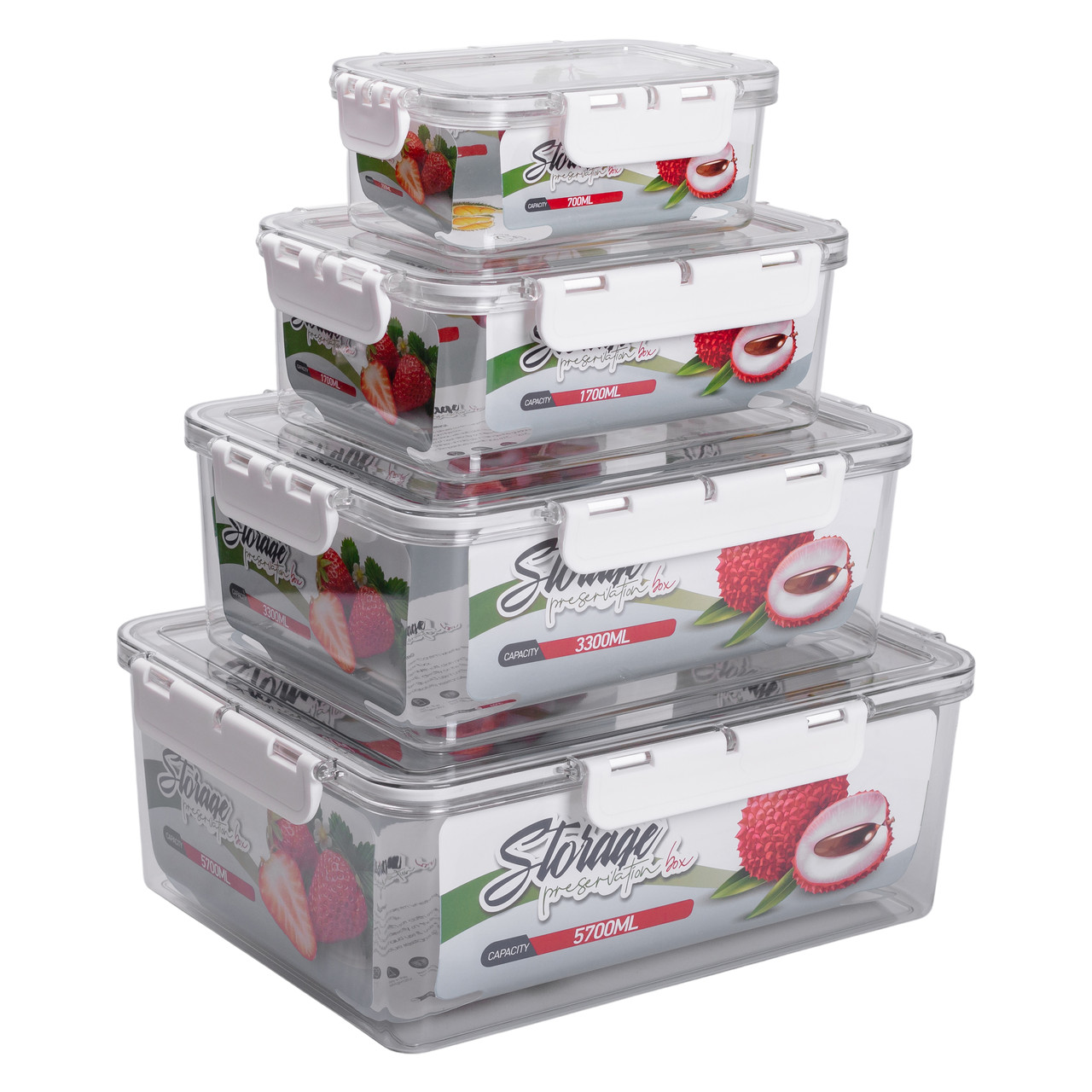 Набір контейнерів для їжі 0.7/1.7/3.3/5.7 л 4 шт з кришками на засувках HP-27-5 - Зображення 1