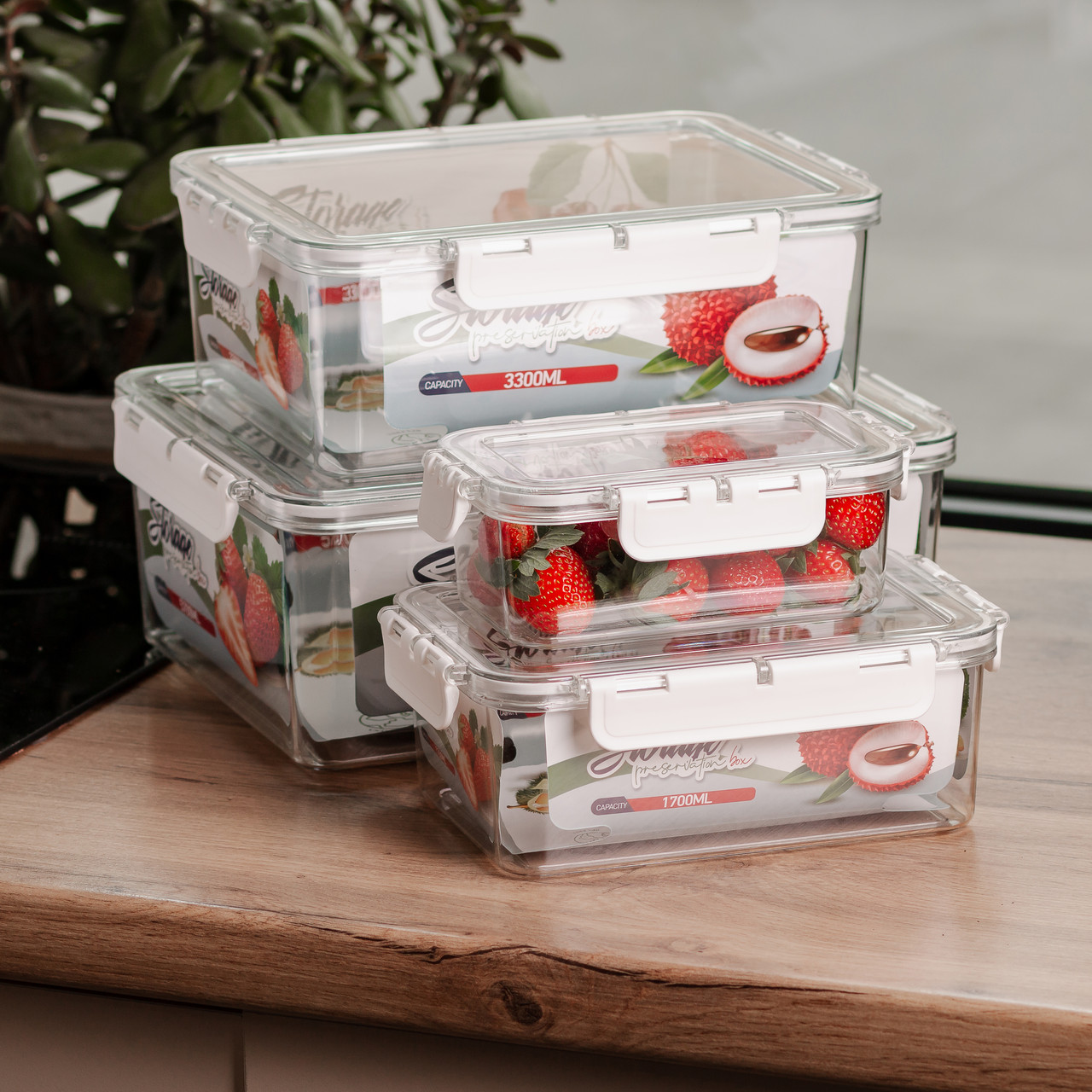 Набір контейнерів для їжі 0.7/1.7/3.3/5.7 л 4 шт з кришками на засувках HP-27-5 - Зображення 2