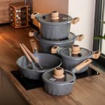 Набір посуду, 4 каструлі, алюмінієве товсте дно MGC з лопаткою і ополоником, сірий HP-4-404G - Зображення 5