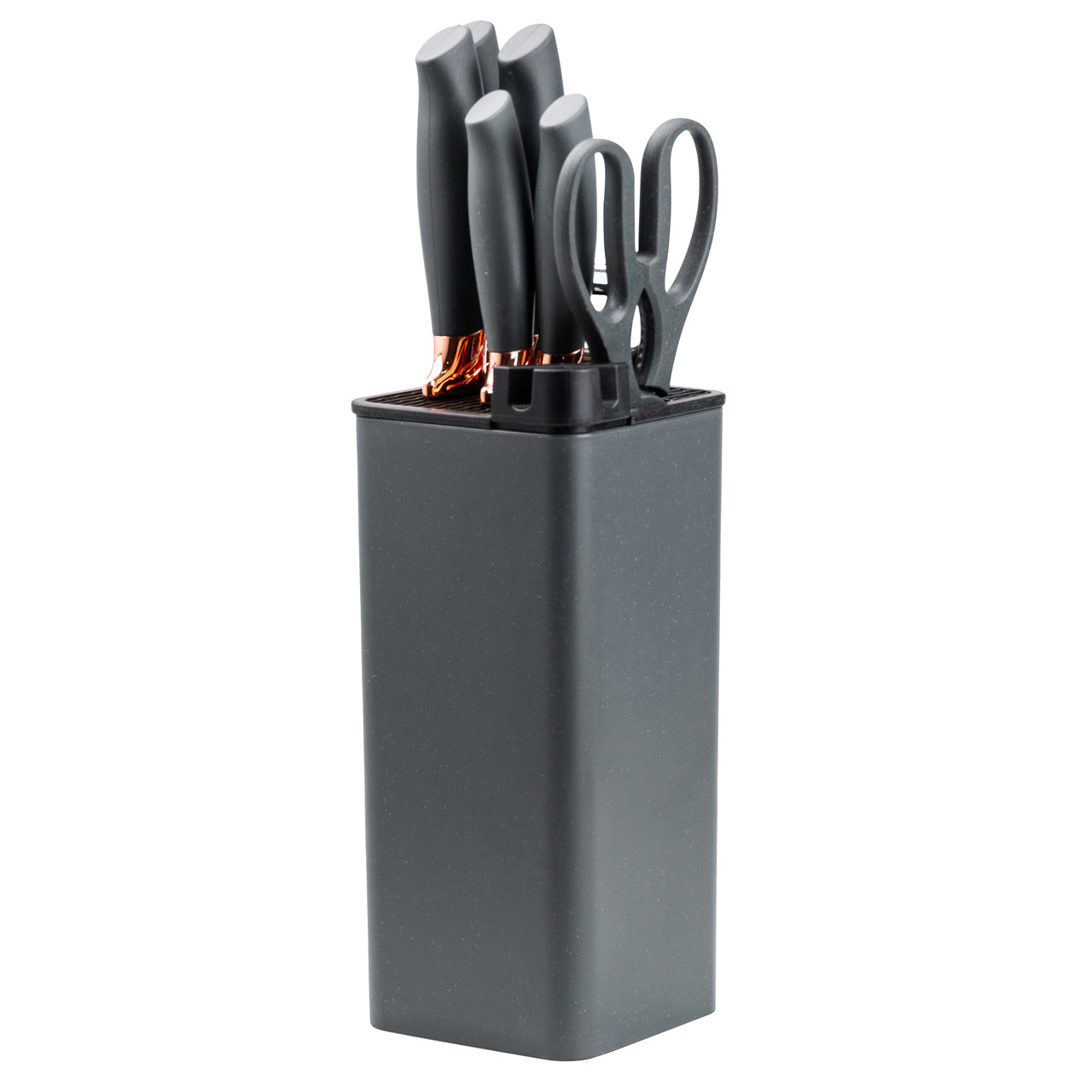 Набір кухонних ножів 5 штук з ножицями та овочечисткою 33/23.5/24.5/19.5 см Чорний HP27476 - Зображення 4