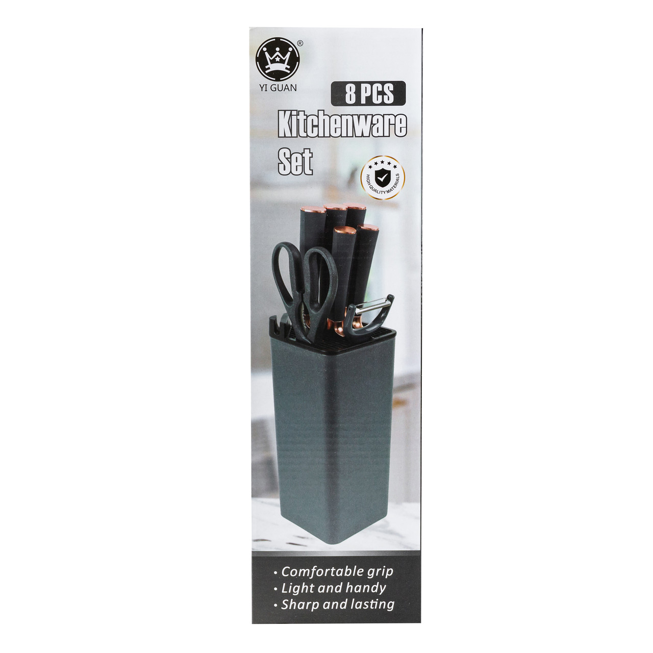 Набір кухонних ножів 5 штук з ножицями та овочечисткою 33/23.5/24.5/19.5 см Чорний HP27476 - Зображення 6