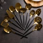 Набір кухонного приладдя 12 предметів столові прилади з нержавіючої сталі Золото з чорним HP-20-22 - Зображення 9