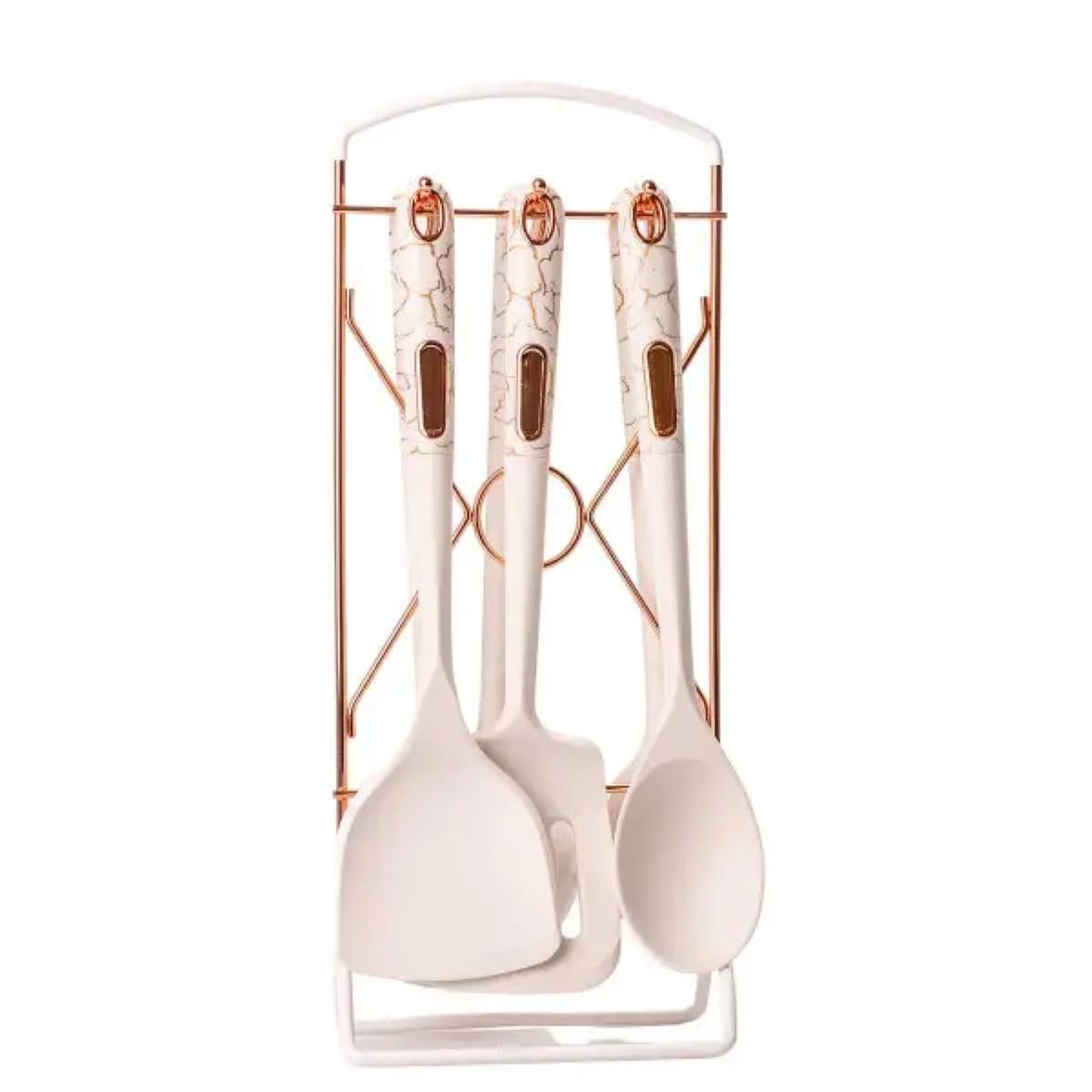 nabor_kuhonnyh_prinadlezhnostey_6_shtuk_na_podstavke_belyy_mramor Набір кухонного приладдя на підставці 6 штук кухонні аксесуари YRUR3 - Зображення 1