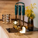 Набір кухонного приладдя на підставці 7 предметів кухонні аксесуари на підставці Смарагдовий HP-20-67 - Зображення 6