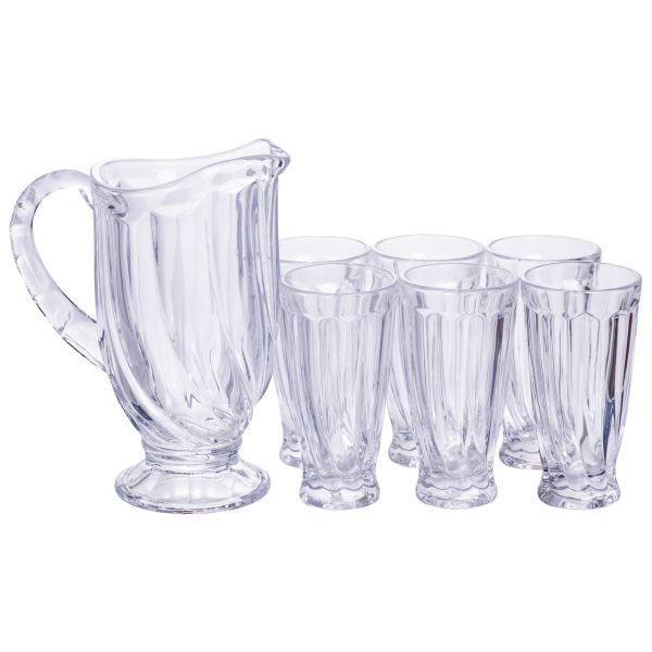 Набір глечик 1 л зі склянками 6 (шт) по 300 мл для напоїв Прозорий HP-19-24